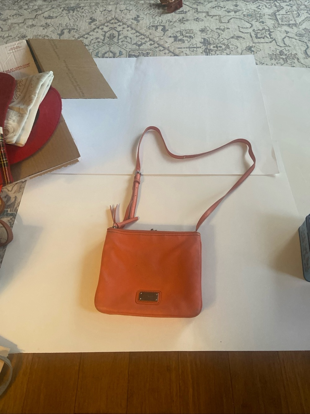 Nine West Coral Orange Crossbody Bag with Adjustable Strap